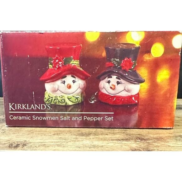 NIB Kirklands Ceramic Holiday Snowman Salt and Pepper Shakers - Picture 2 of 7